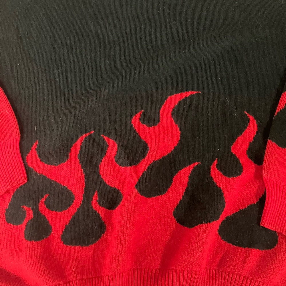 Hot Topic Fiery Black and Red Crewneck Sweater